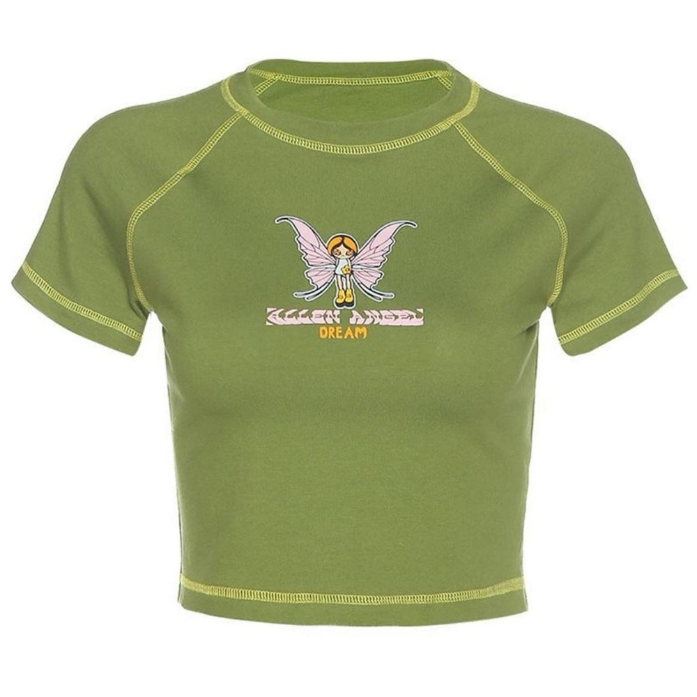 Green, size medium cropped tshirt from YesStyle!